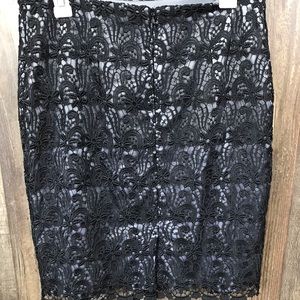 Ann Taylor Black Lace Skirt Size 8